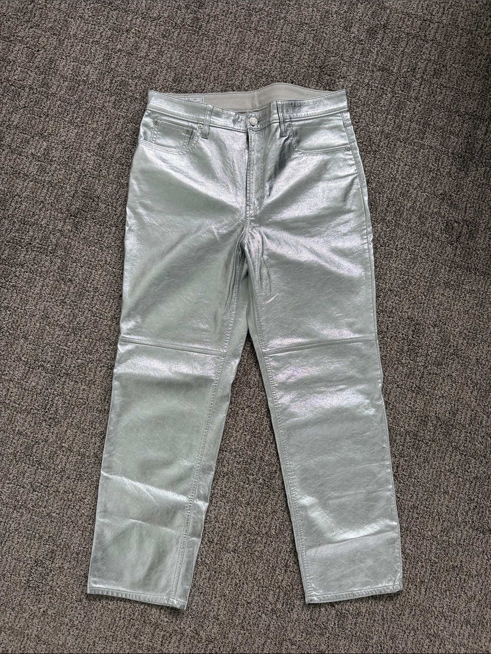 GAP Metallic Silver Straight-Leg Jeans